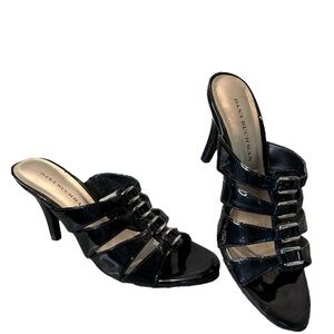 Dana Buchanan open toe black patten Pump size says women’s 8 fits like a 7